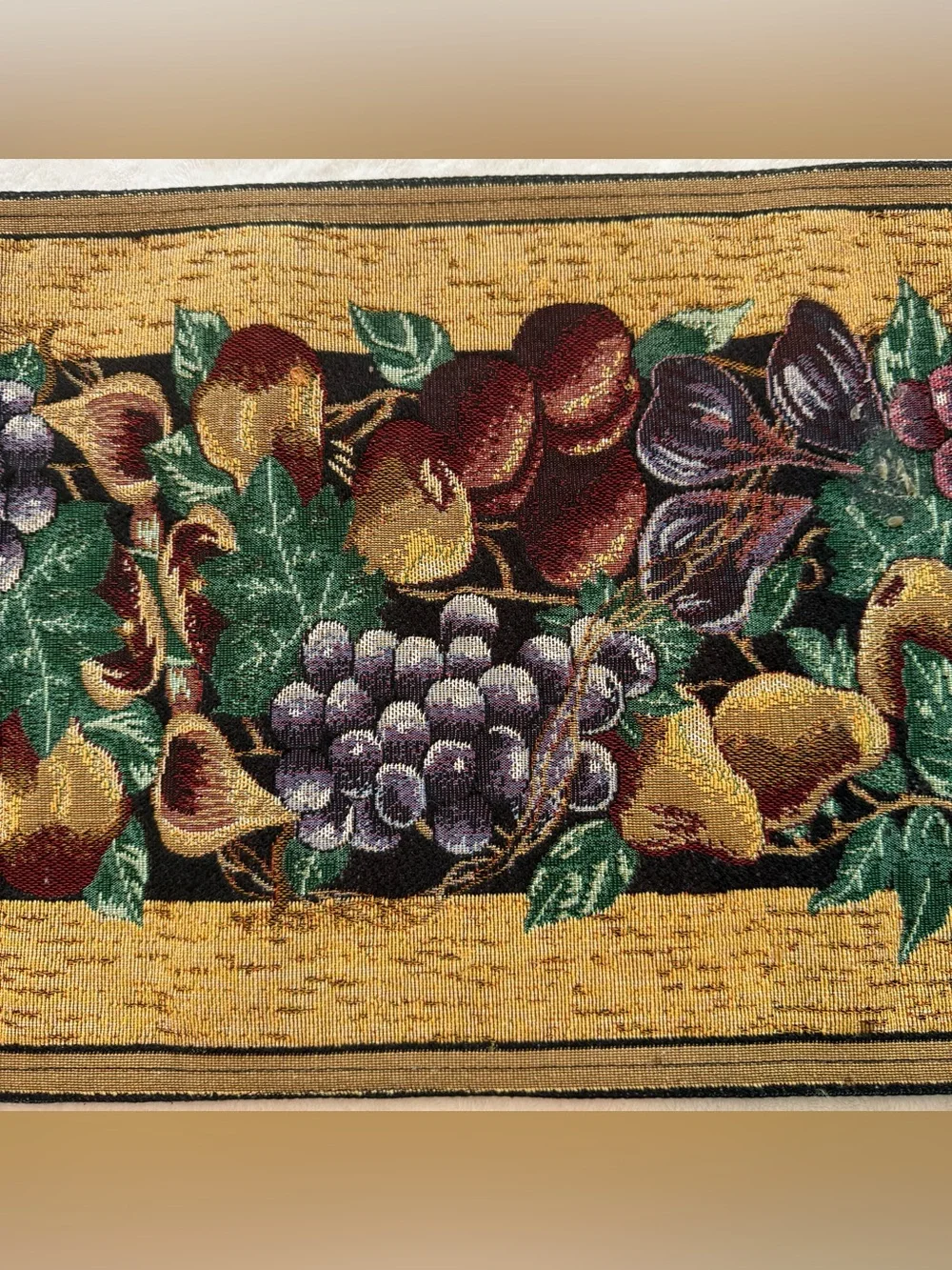 Vintage Jacquard Woven Tapestry Table Runner Harvest Fruit Vineyard Tuscan 90x13